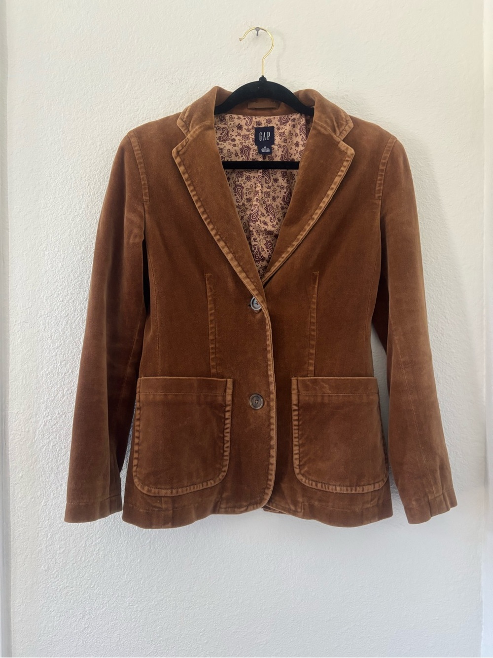 GAP Women's cognac/camel Brown Velvet academia Blazer Jacket 0